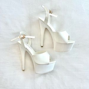 White Platform High Heel Sandals